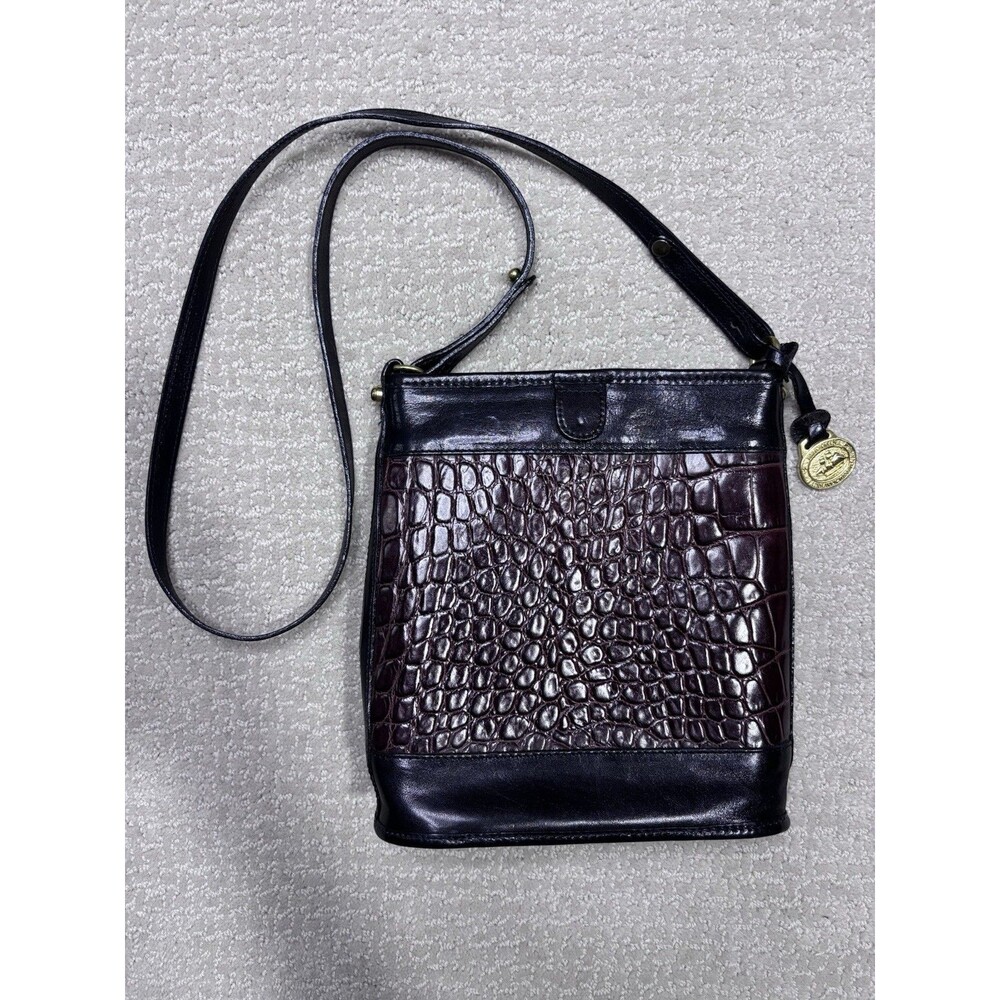 VTG Brahmin Croc Embossed Leather Bucket CrossBody Bag Old Money Quiet Luxury